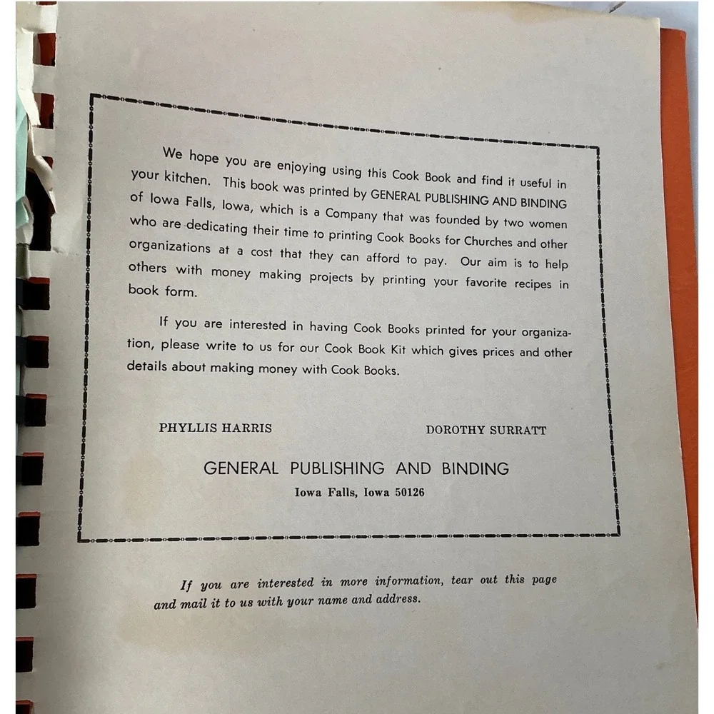 Manson Iowa Centennial Cookbook 1972 Vintage Recipes Manson 1872-1972 Spiral‎
